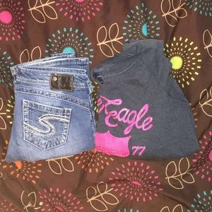 BUNDLE!! Silver jeans and American eagle hoodie